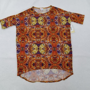 Lularoe Irma‎ XXS 2XS Orange Purple Paisley Short S